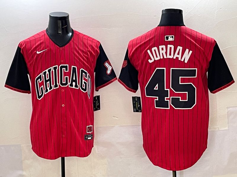 Men Chicago White Sox #45 Jordan Red Stripe Joint Name 2025 Nike MLB Jersey style 5
